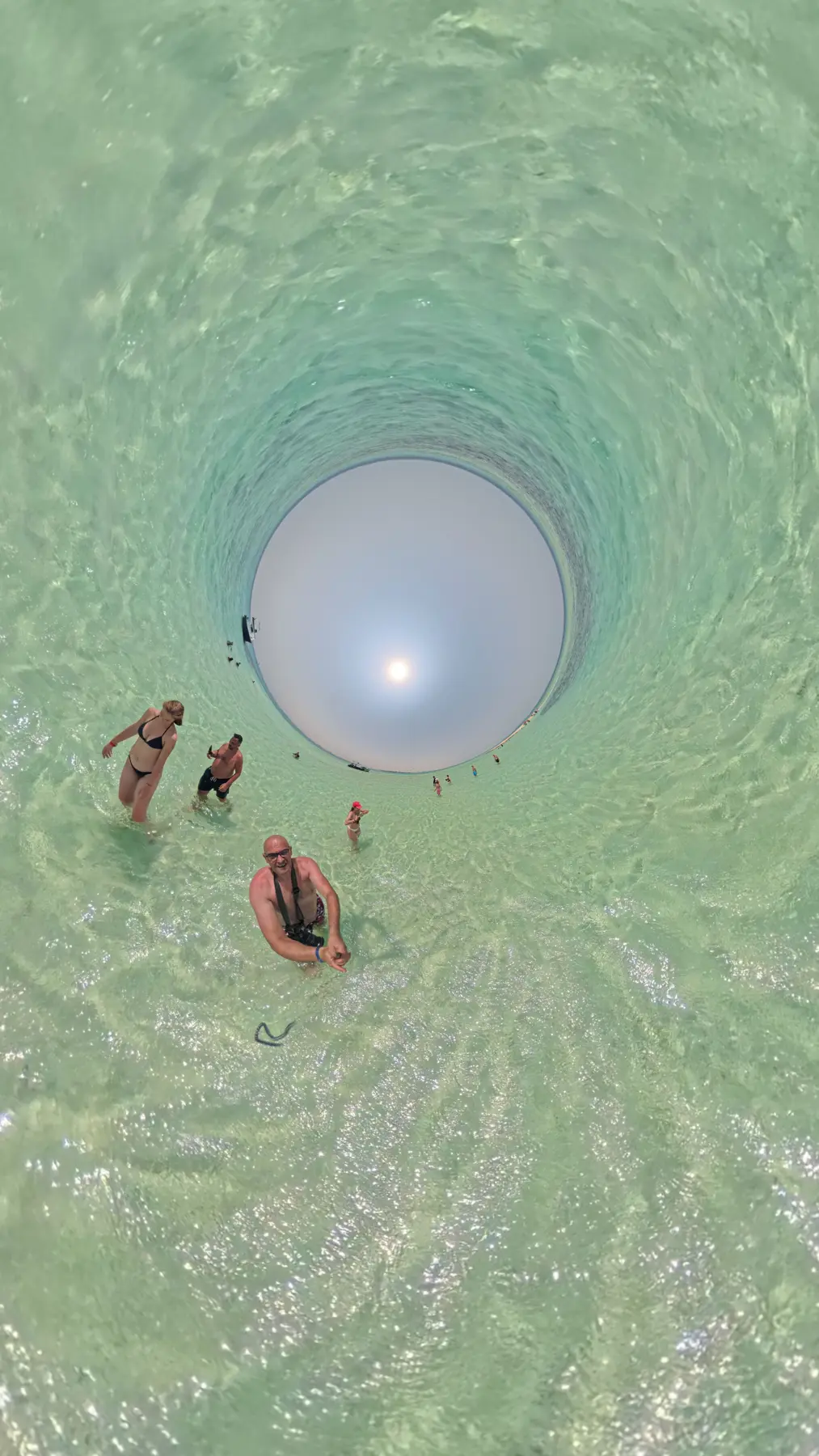 Vertical view of shallow underwater area near Caribbean World Resorts Hurghada captured in a 360 tiny