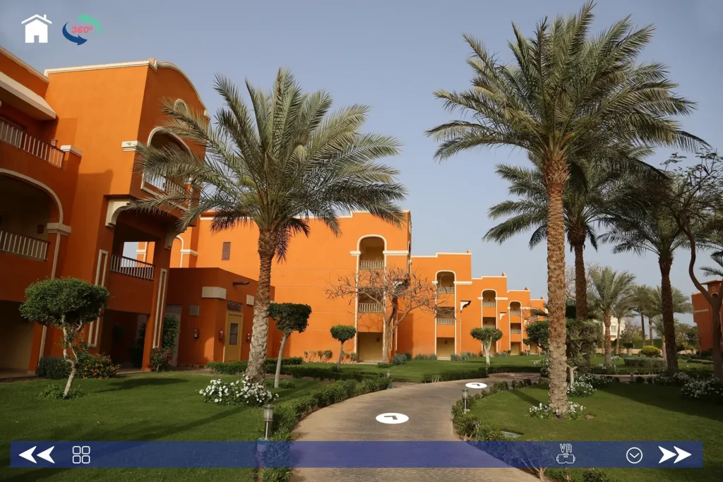 Screen of virtual tour for resort hotel